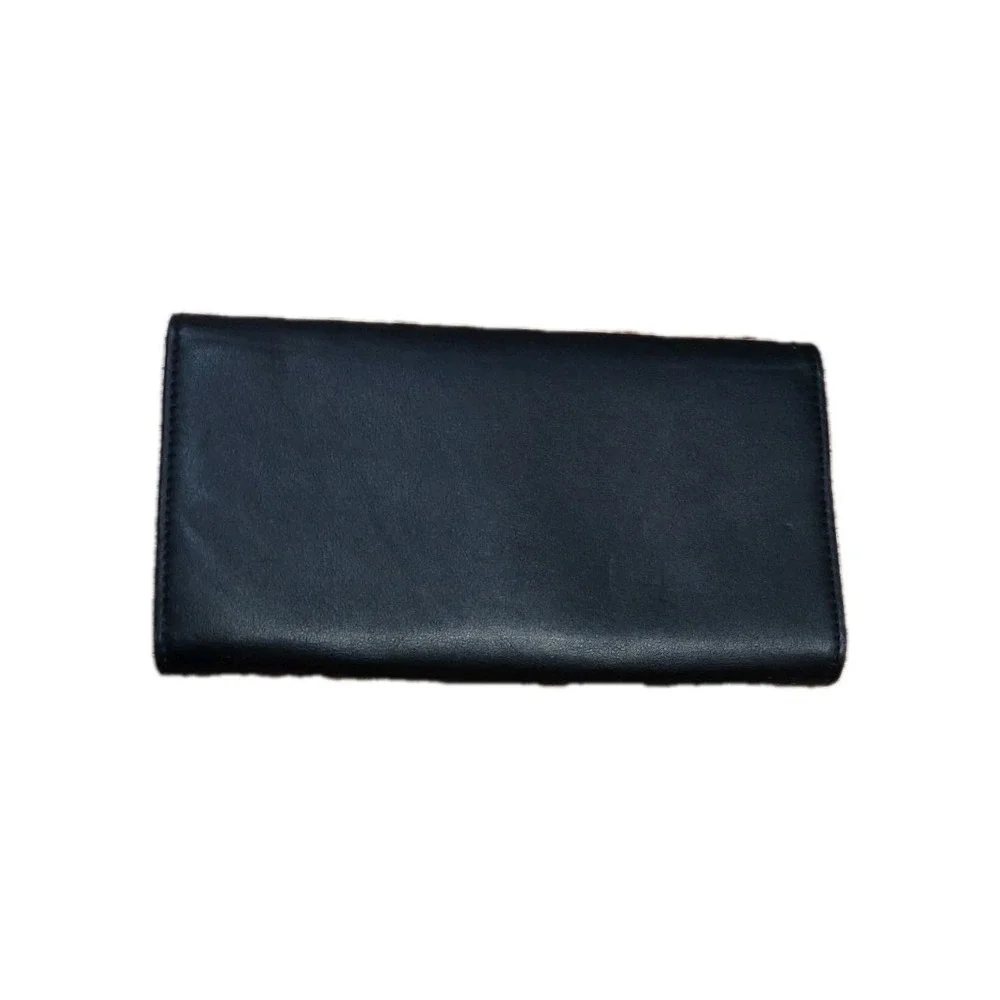 Nine West Women's Continental Wallet - Black Saffiano Faux Leather Gold Hardware